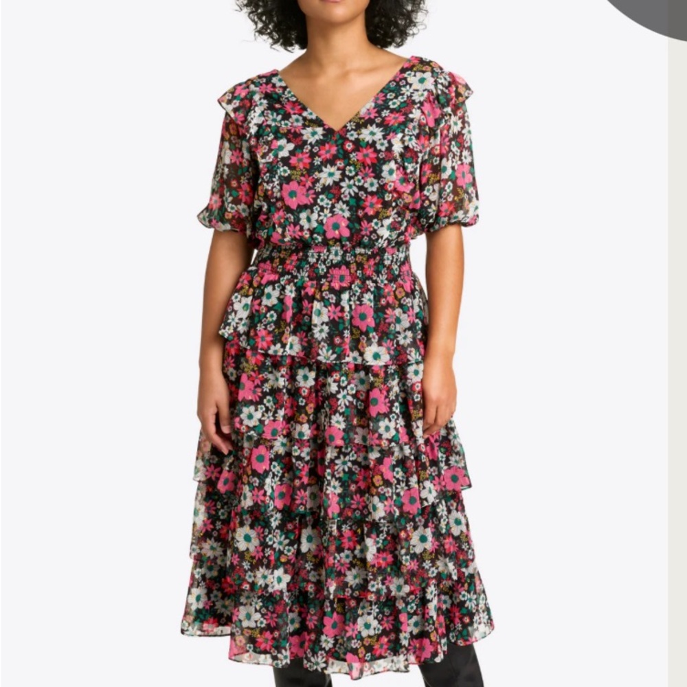 Floral Black and Pink Women's Dress